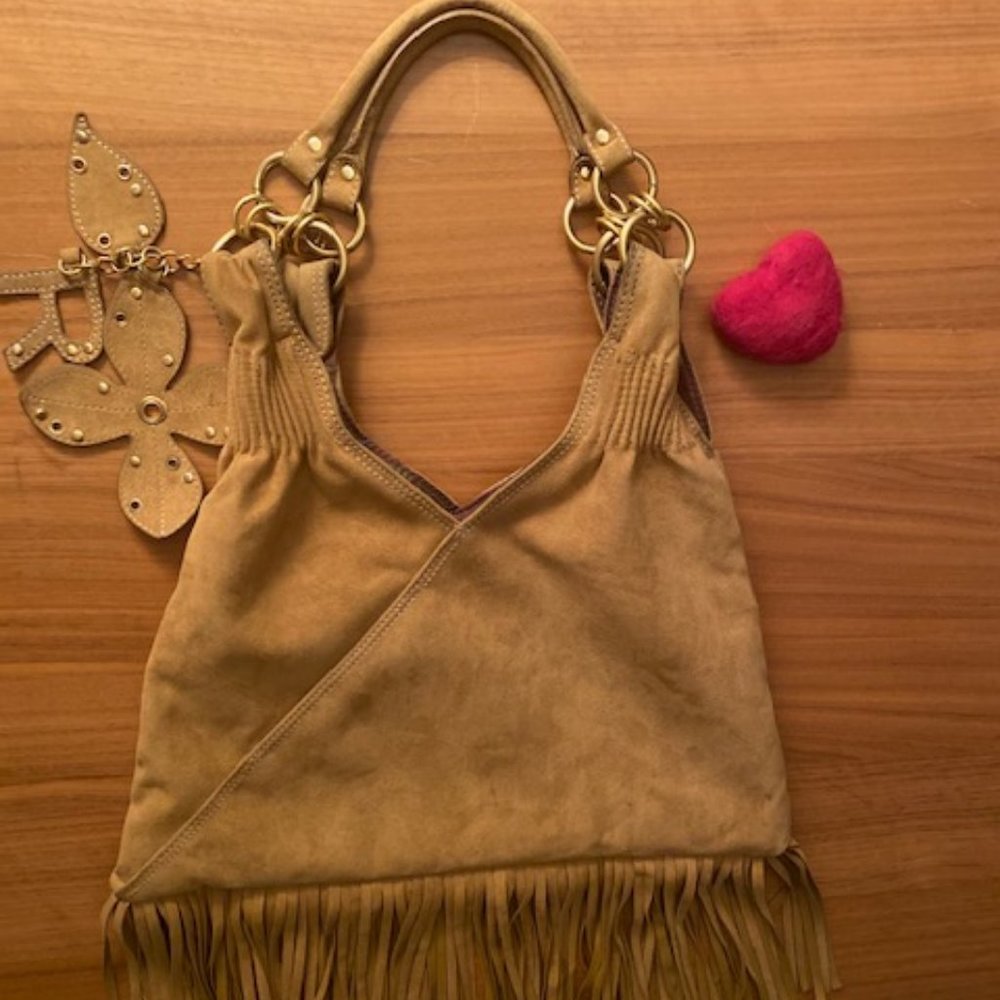 Tan Fringe Boho Handbag